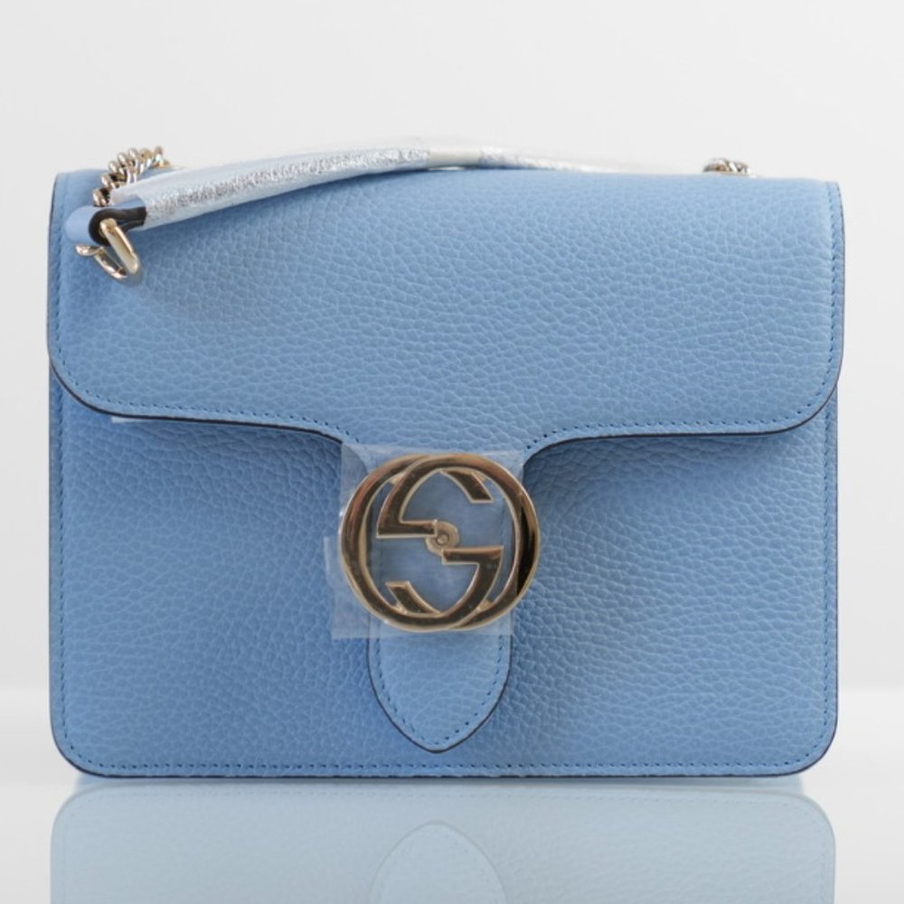 Authentic Gucci Interlocking GG Crossbody Bag in Mineral/Baby Blue - NWT